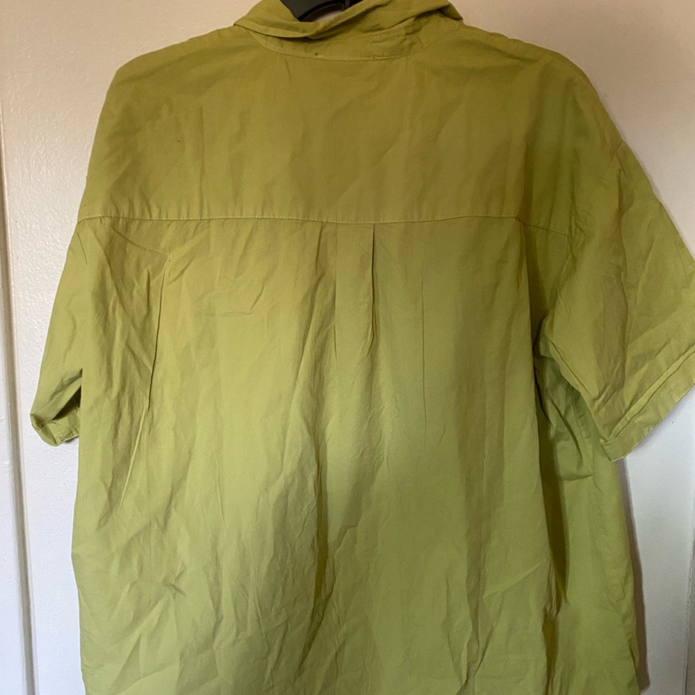over sized neon green button up